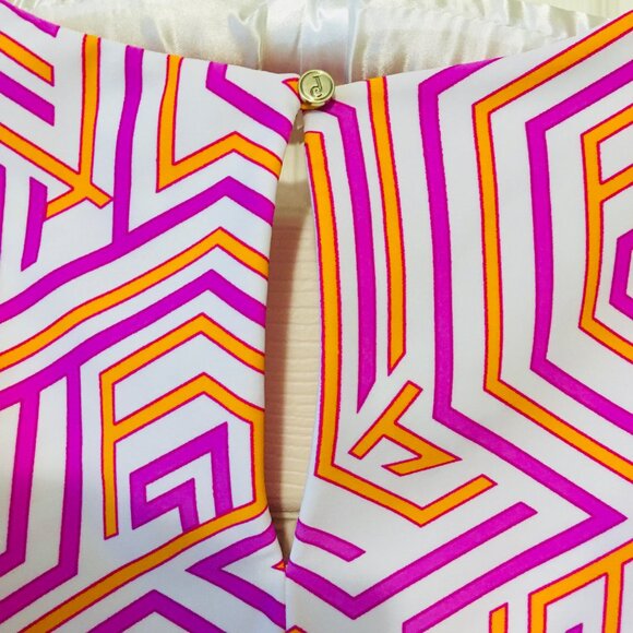 Jude Connally Dress White Pink Orange Stretch Sleeveless Geometric Women’s 2 XS - Picture 4 of 15
